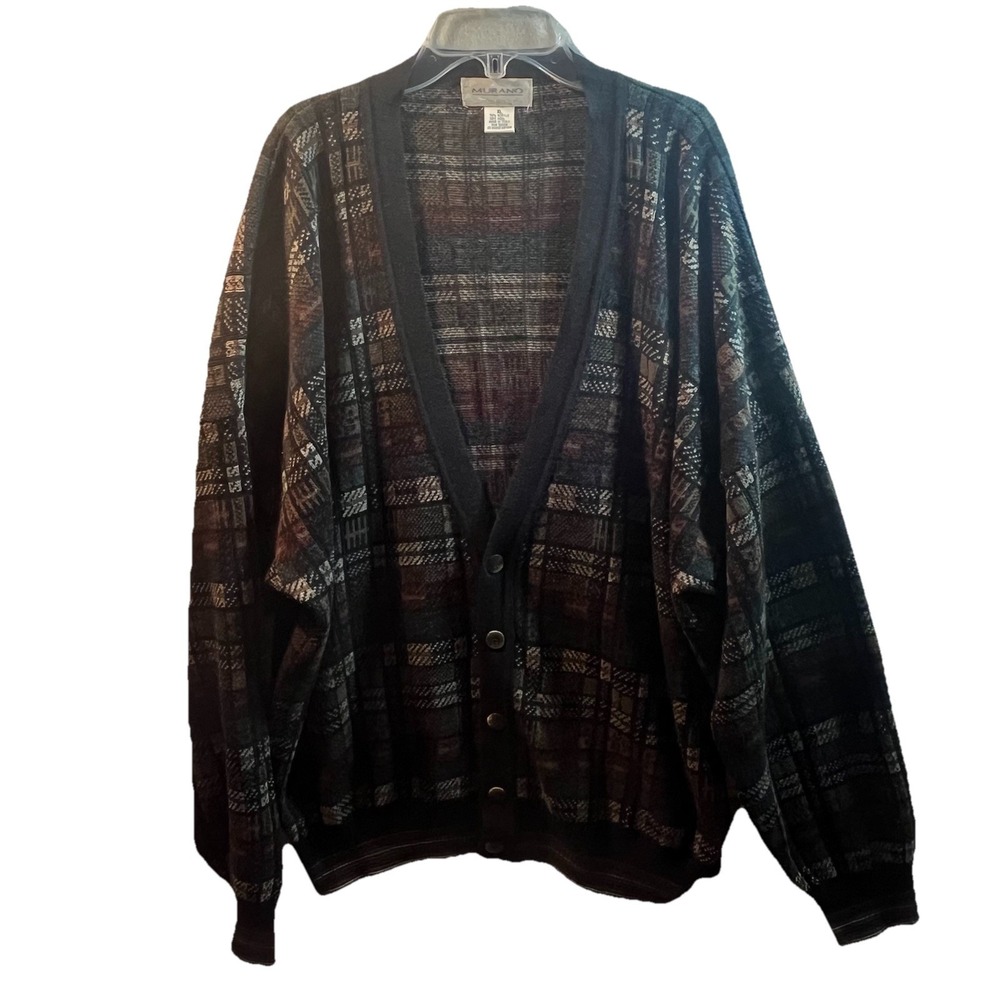 Murano Cardigan Made Italy Wool Blend XL Grandpacore Cottagecore Button Sweater